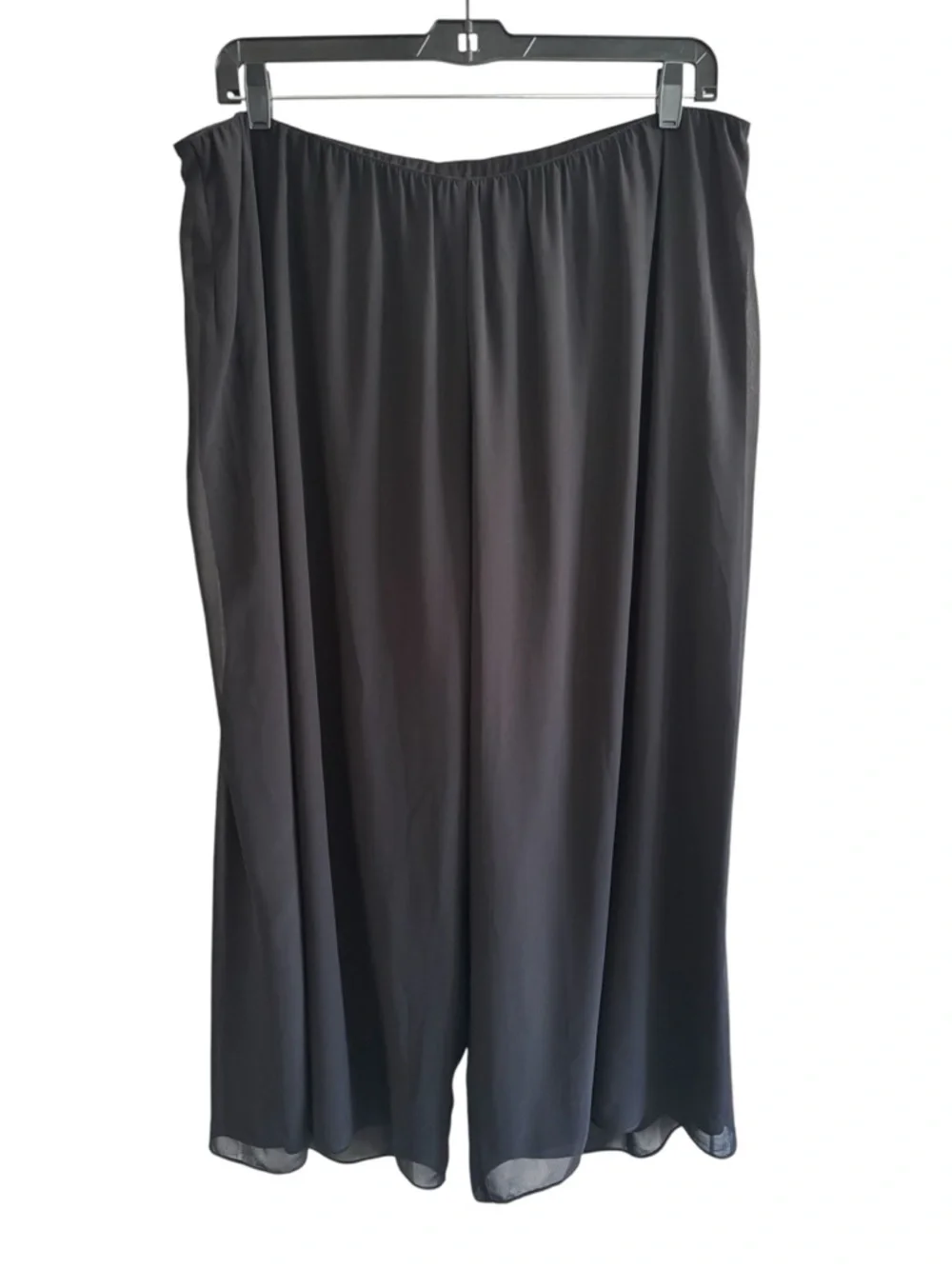Alex Evenings Black Chiffon Wide Leg Pants 3X Elegant Minimalist Formal Flowy
